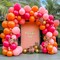 Pink Orange Gold Balloon Garland Double Stuffed Hot Pink Orange Gold Tropical Balloon Arch Kit Dark Magenta Latex Balloons for Birthday Baby Shower Wedding Summer Flamingo Hawaii Party Decorations